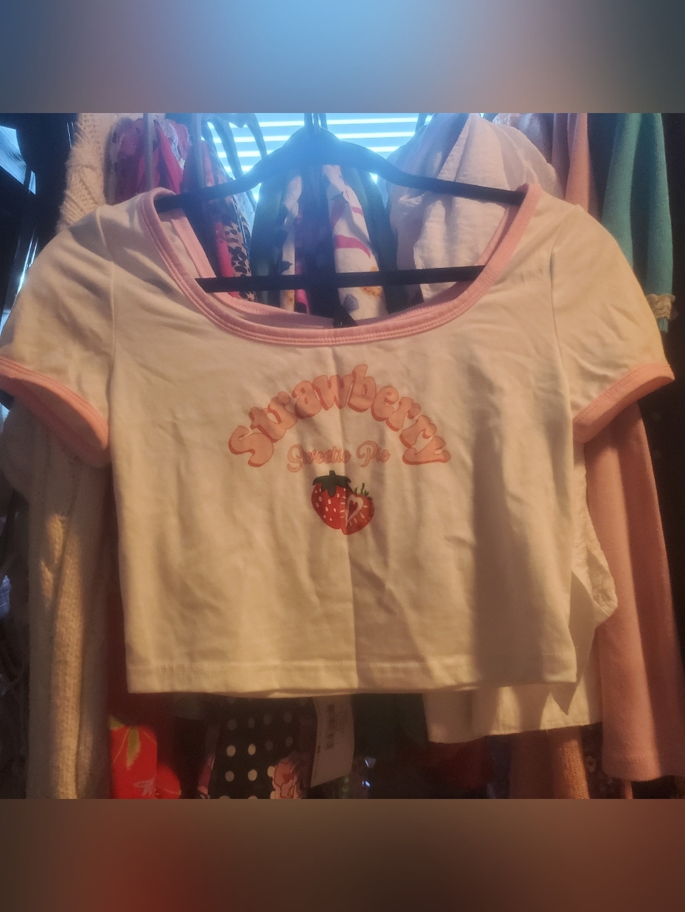 Pink Strawberry Graphic Crop Tee